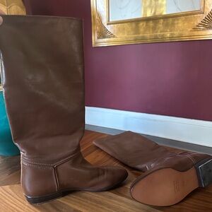 Hana Mackler Womens Vintage 70s 80s Brown Leather Pull On Riding Boots 7.5